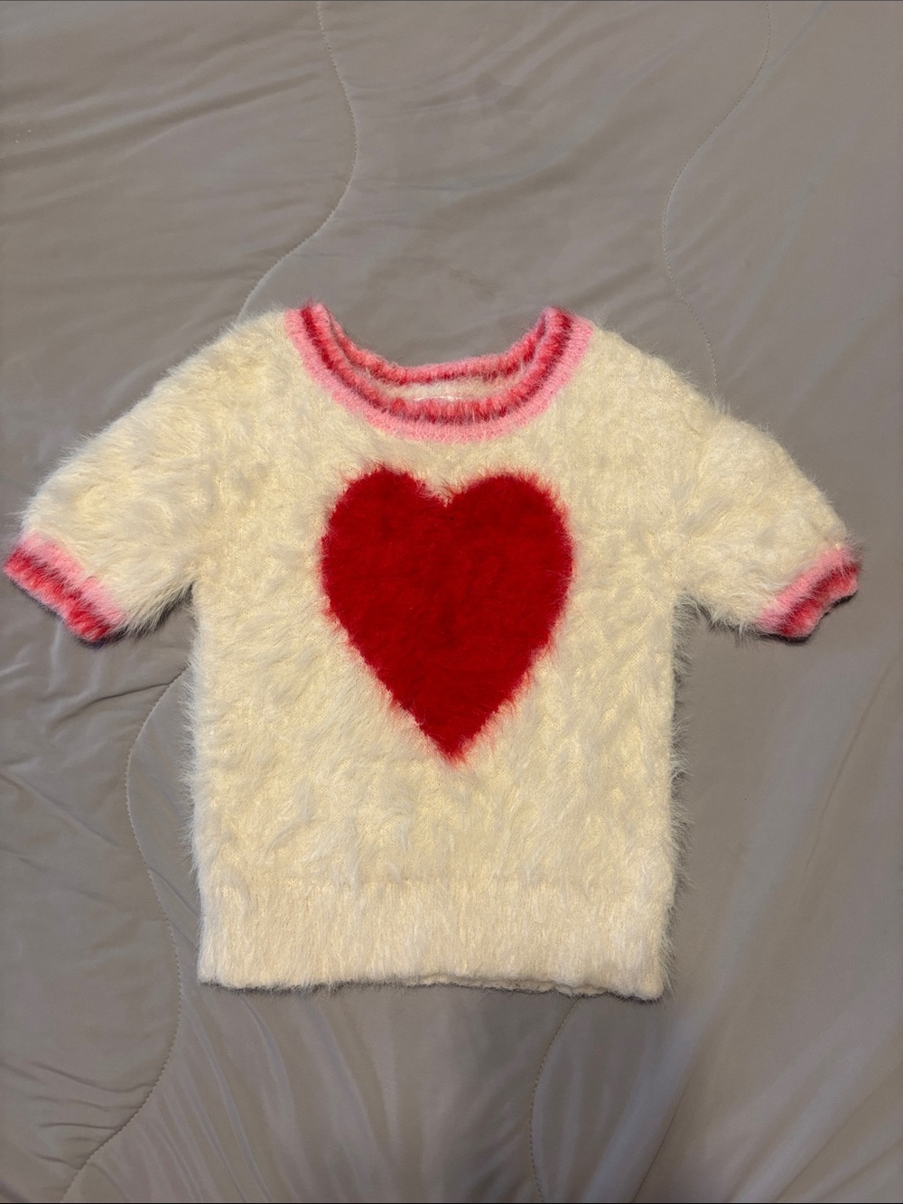 Art Class Cream Sweater with Red and Pink Trim